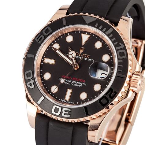 rolex yacht master rose gold rubber strap replica|rolex yacht master watches.